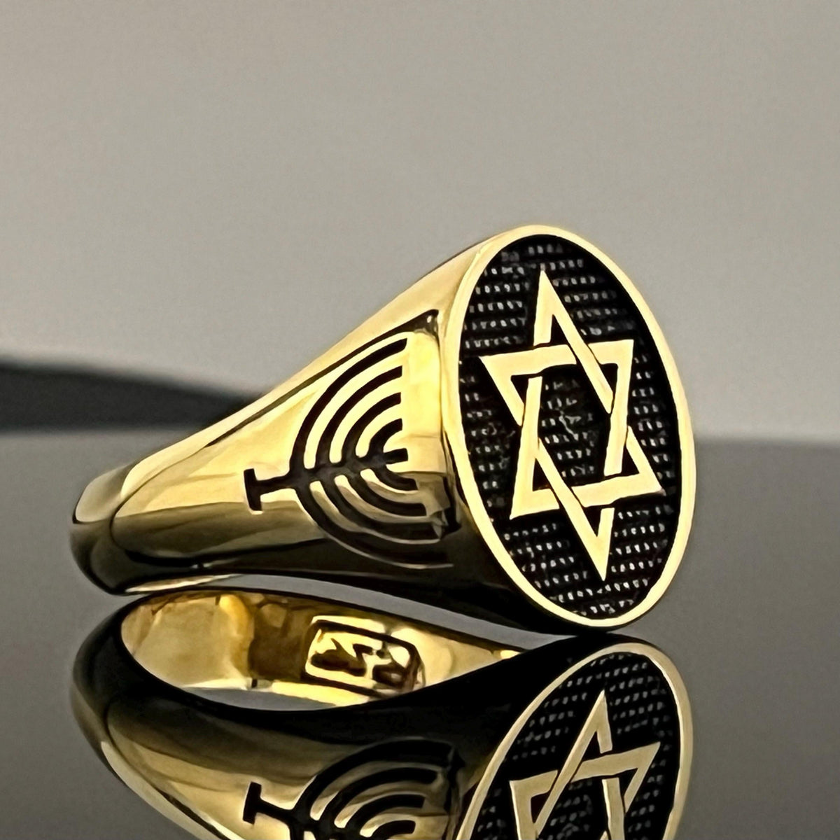 Handmade Sterling Silver Star of David Ring: K18 Gold-plated Jewish Shield Jewelry. — 3