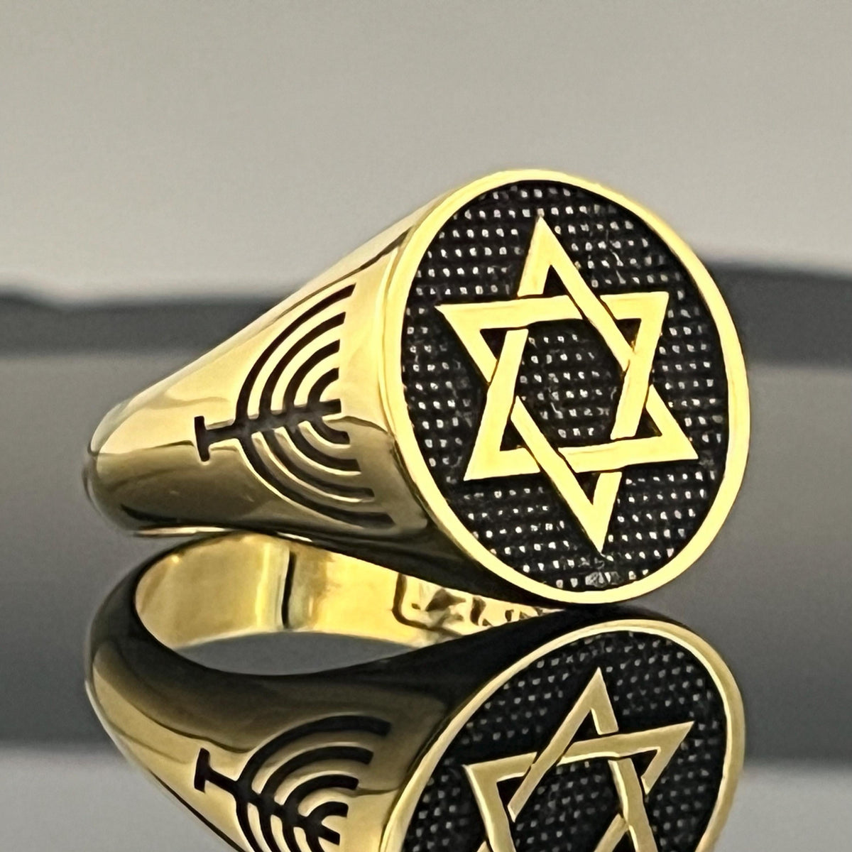 Handmade Sterling Silver Star of David Ring: K18 Gold-plated Jewish Shield Jewelry. — 6