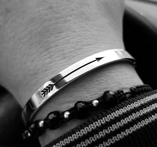 Arrow Cuff Bracelet: Sterling Silver Greek Style (Adjustable Fit)