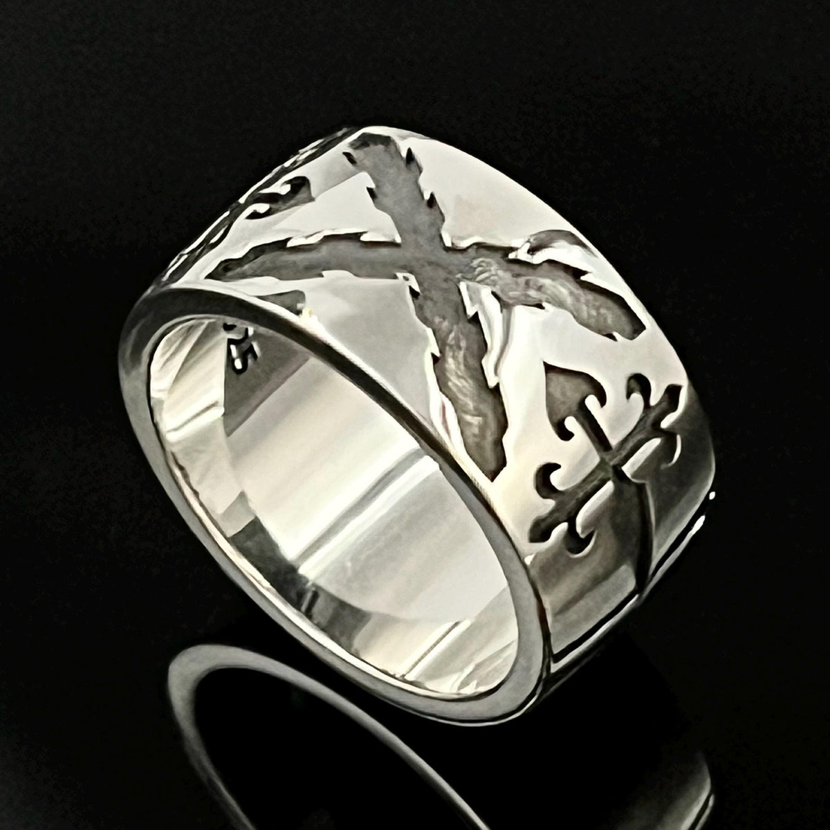 Sterling Silver Templar Ring - Saint Andrew's Cross, Medieval Crusader Style