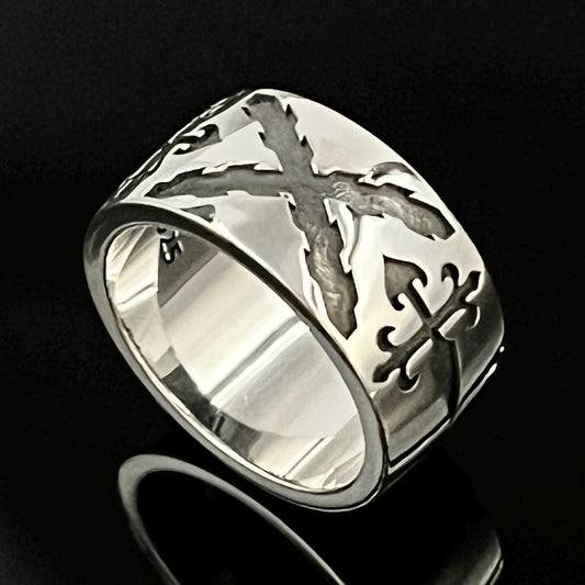 Sterling Silver Templar Ring - Saint Andrew's Cross, Medieval Crusader Style