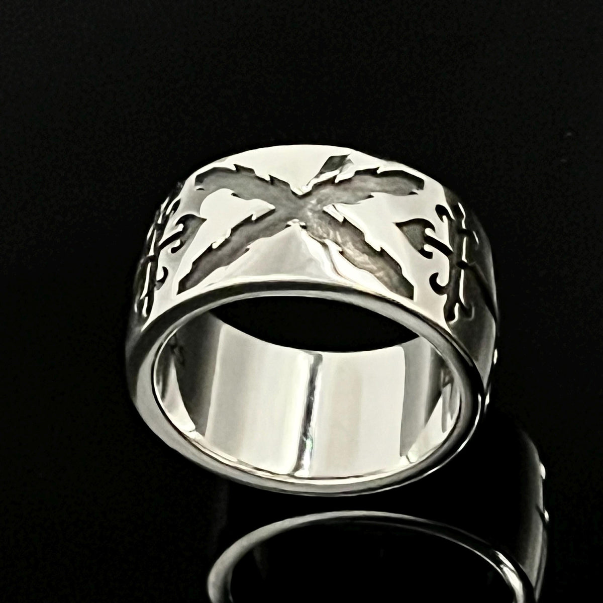 Sterling Silver Templar Ring - Saint Andrew's Cross, Medieval Crusader Style — 2