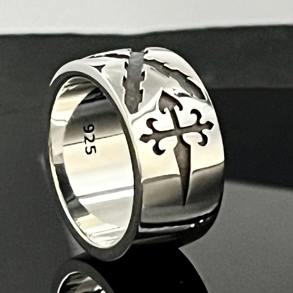Sterling Silver Templar Ring - Saint Andrew's Cross, Medieval Crusader Style — 3