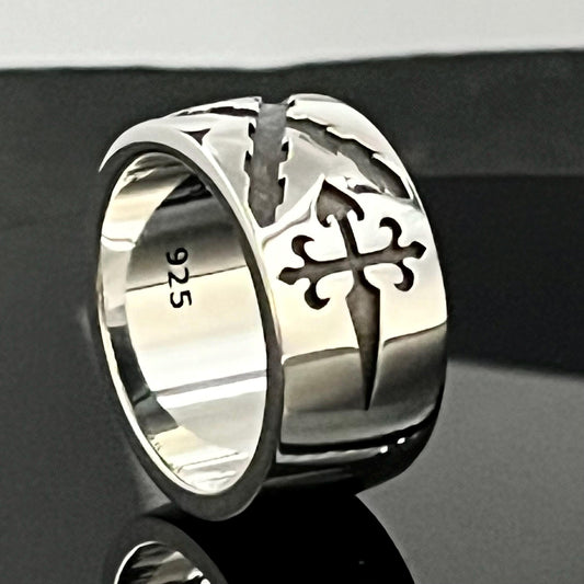Sterling Silver Templar Ring - Saint Andrew's Cross, Medieval Crusader Style — 3
