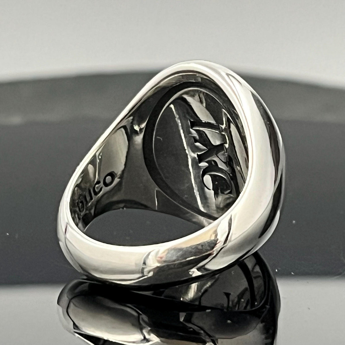 Sterling Silver Trident Ring: Large Oval Signet, Poseidon Jewelry — 4