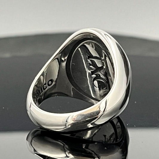 Sterling Silver Trident Ring: Large Oval Signet, Poseidon Jewelry — 4