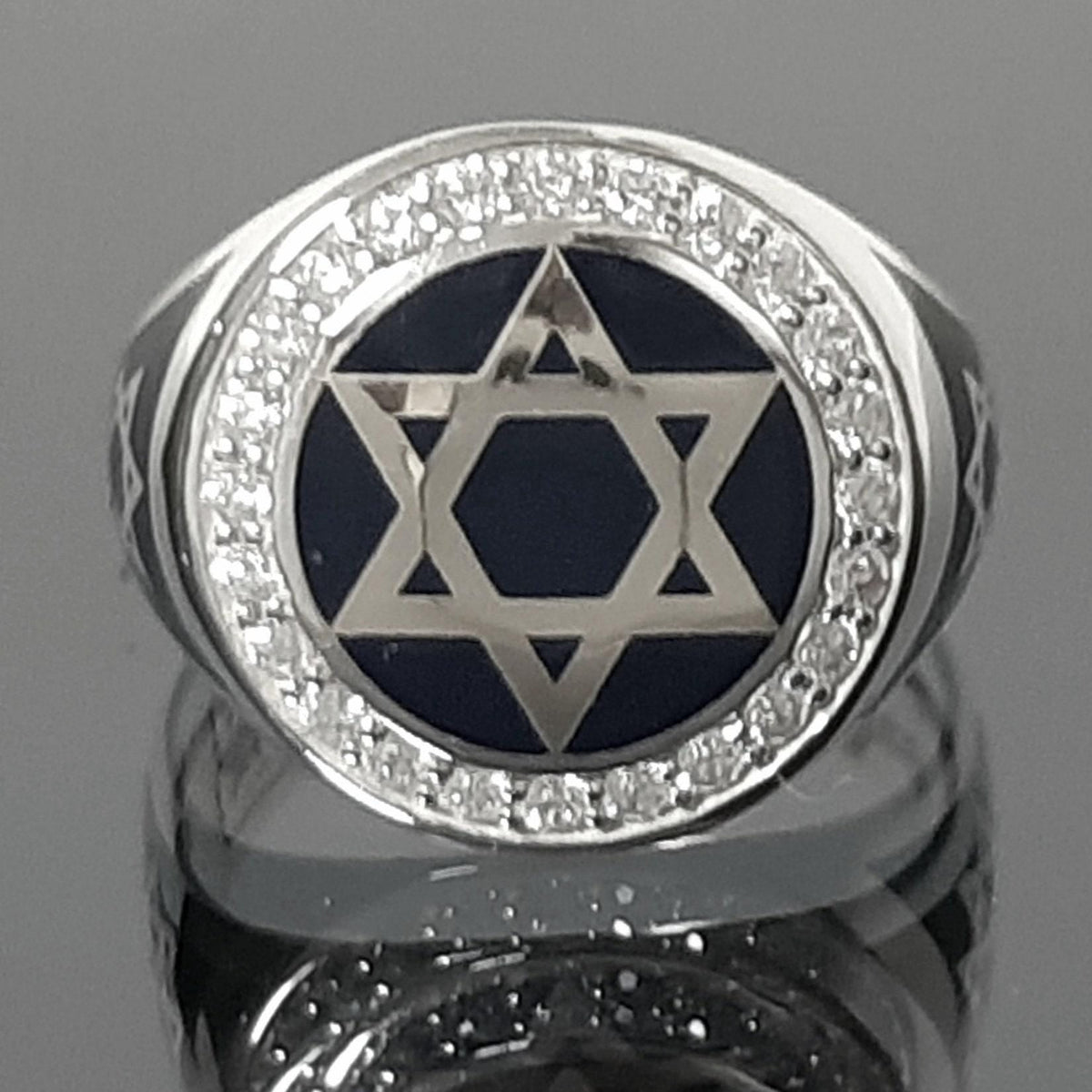 Star of David Ring: Solid Gold with Blue Enamel - Handmade Design — 5