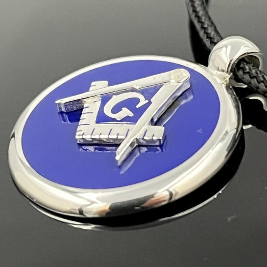 Scottish Rite Masonic Pendant - Blue Silver Compass Necklace