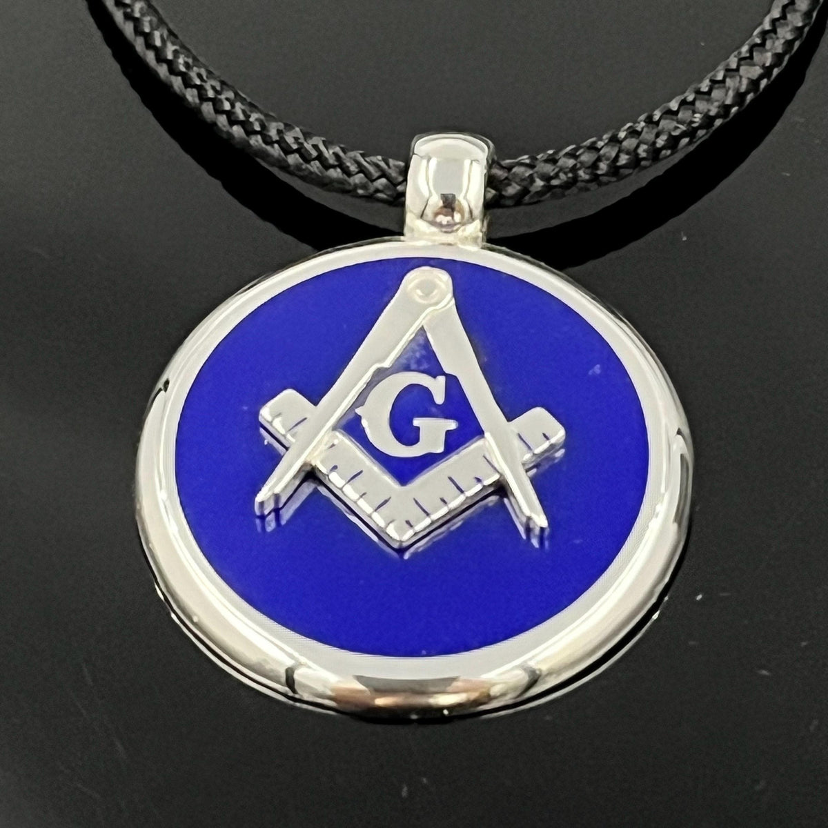 Scottish Rite Masonic Pendant - Blue Silver Compass Necklace — 2