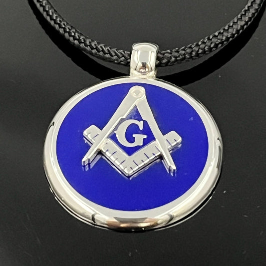 Scottish Rite Masonic Pendant - Blue Silver Compass Necklace — 2