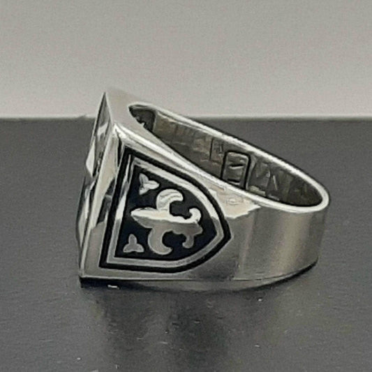 Sterling Silver Templar Ring: Masonic Knight Cross, Fleur de Lis — 4