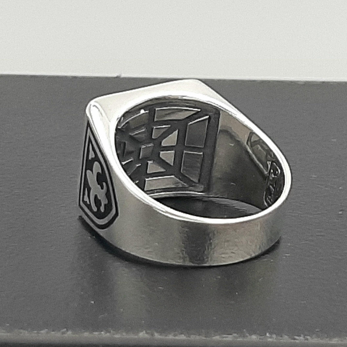 Sterling Silver Templar Ring: Masonic Knight Cross, Fleur de Lis — 5