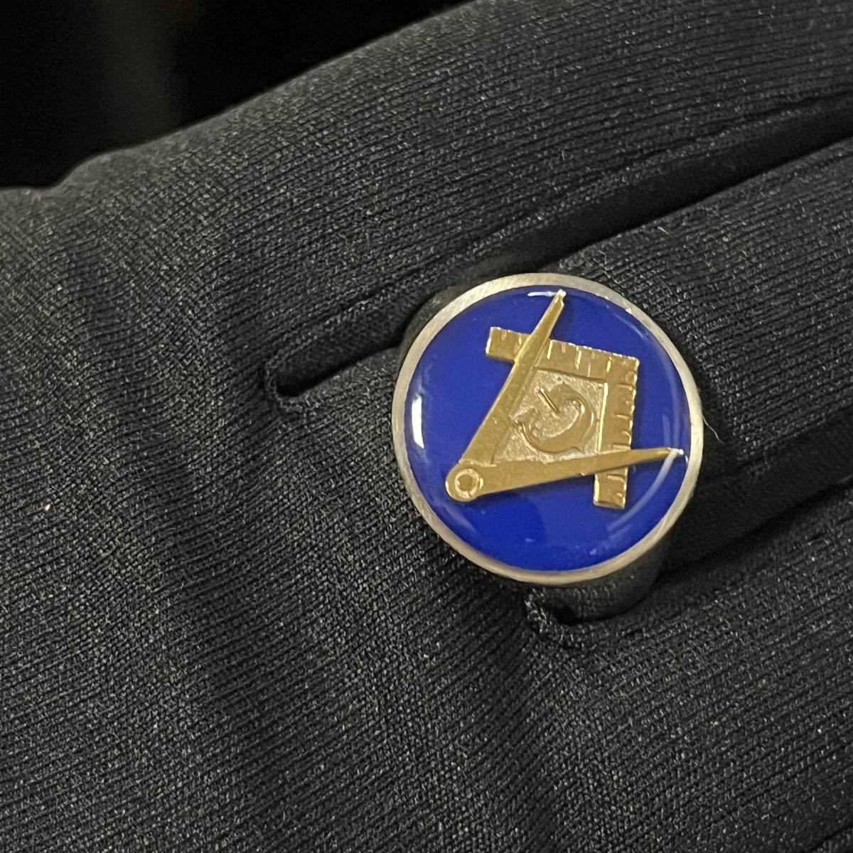 Handmade Sterling Silver Freemason Ring: Blue Enamel Compass, big Solid Chevalier — 7