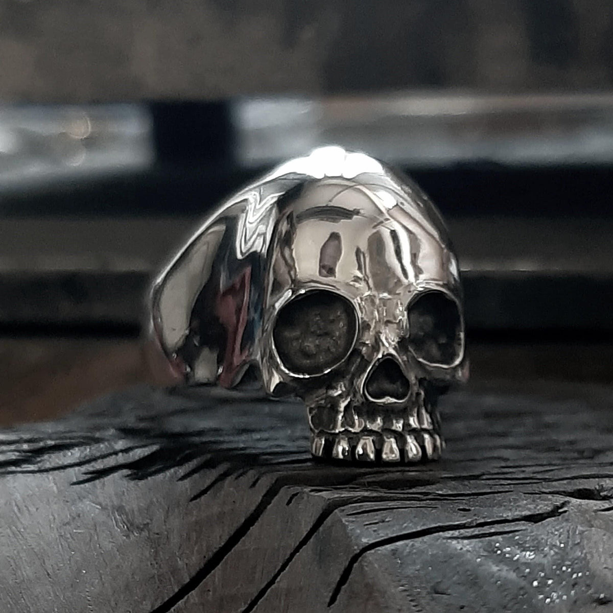 Sugar Skull Chevalier Ring - Sterling Silver Floral Design — 6