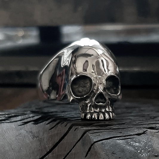 Sugar Skull Chevalier Ring - Sterling Silver Floral Design — 6