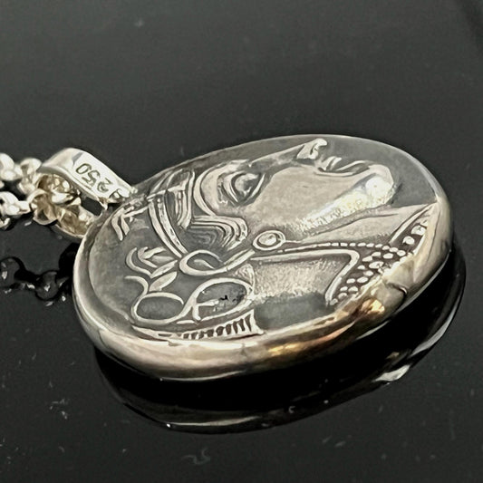 Greek Mythology Owl Pendant, Sterling Silver (Open Wings, 26mm) — 7